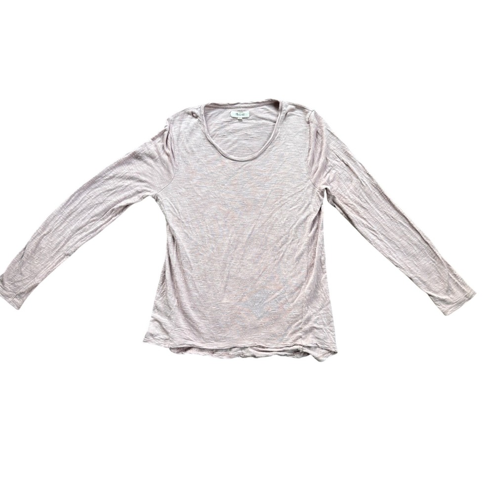 Madewell Womens Long Sleeve Slub Knit Scoop Neck Tee Mauve Pink Size M E8558